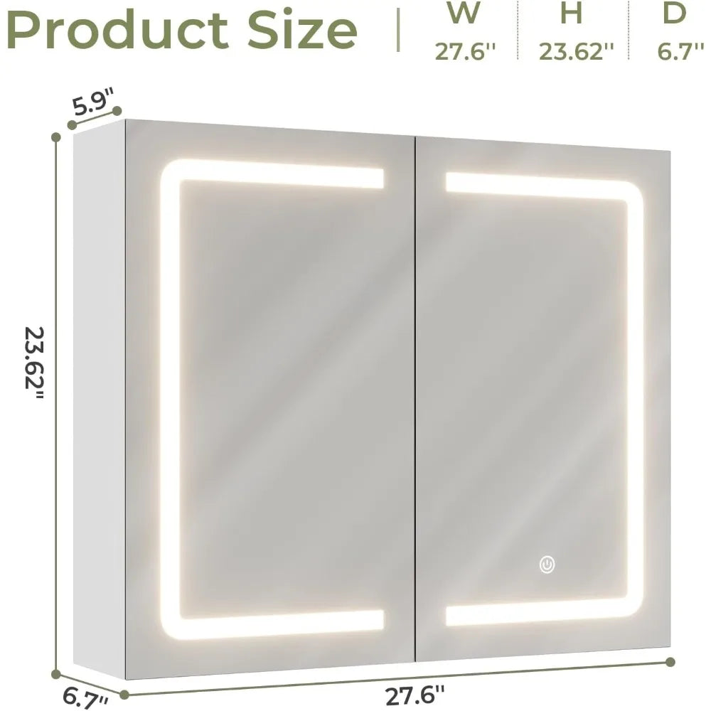 Bathroom Medicine Cabinet with Mirrors w/Led Lights