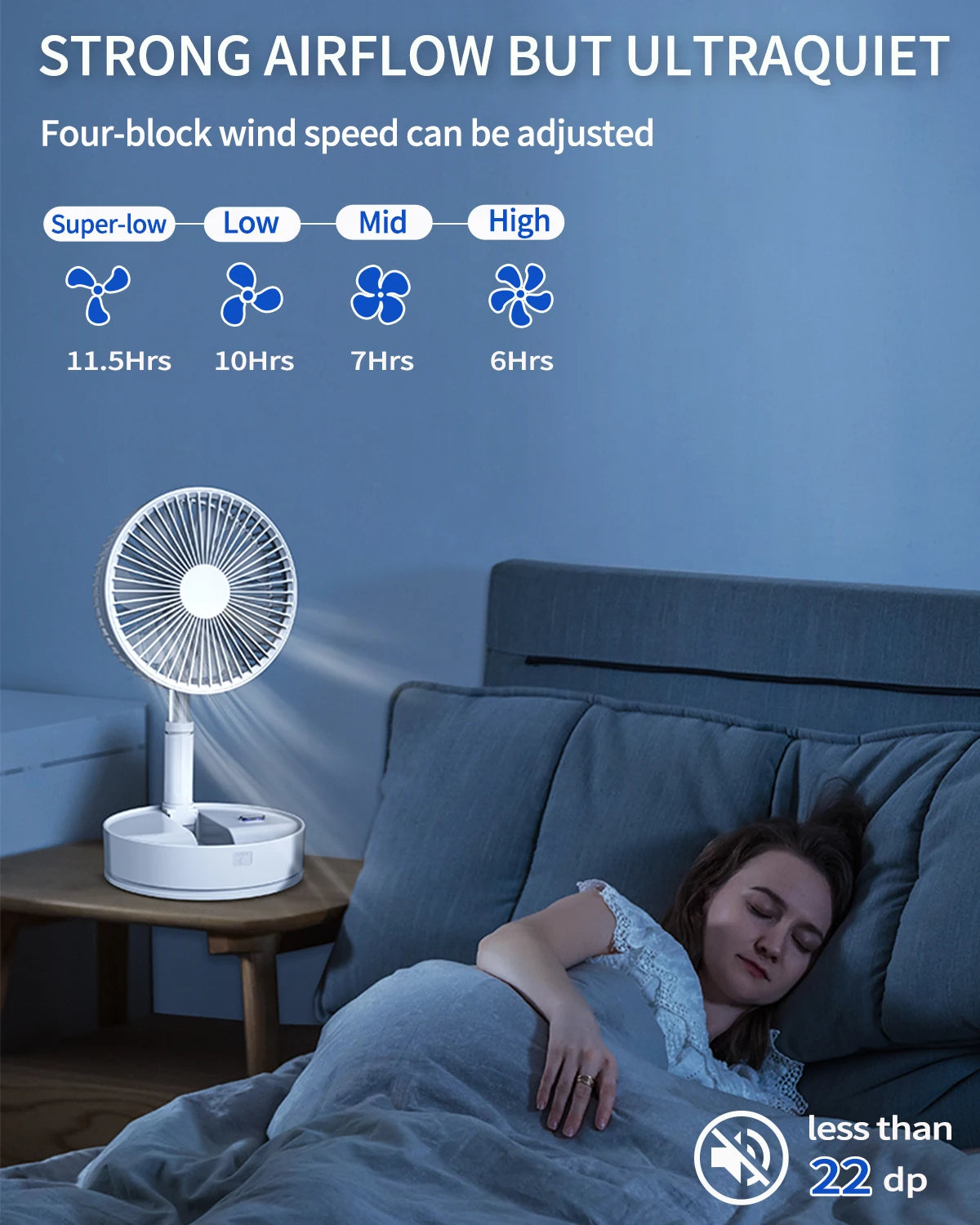 Portable Oscillating Fan Foldaway with Remote Control