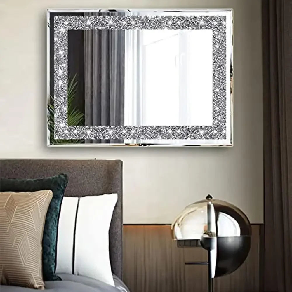 Silver Crush Crystal Diamond Decor Wall Mirrors