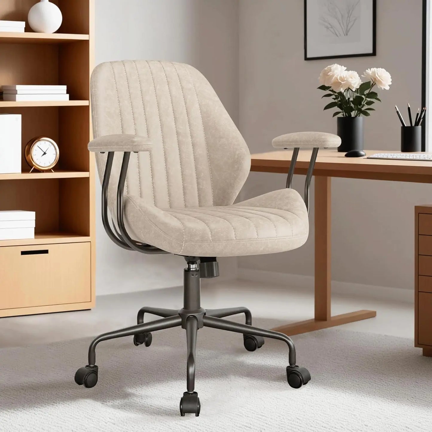 Comfy Ergonomic Home Office Chair with Padded Armrests