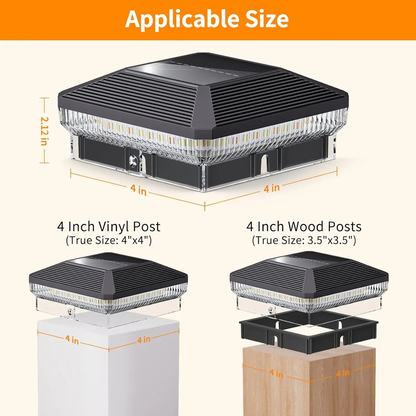 Solar Post Lights Outdoor with 3 Modes