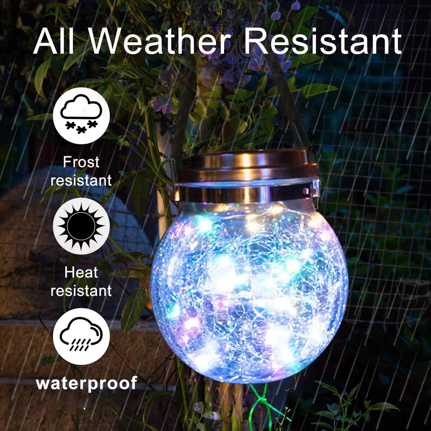 Solar Outdoor Cracked Glass Lanterns w/30 LED Beads