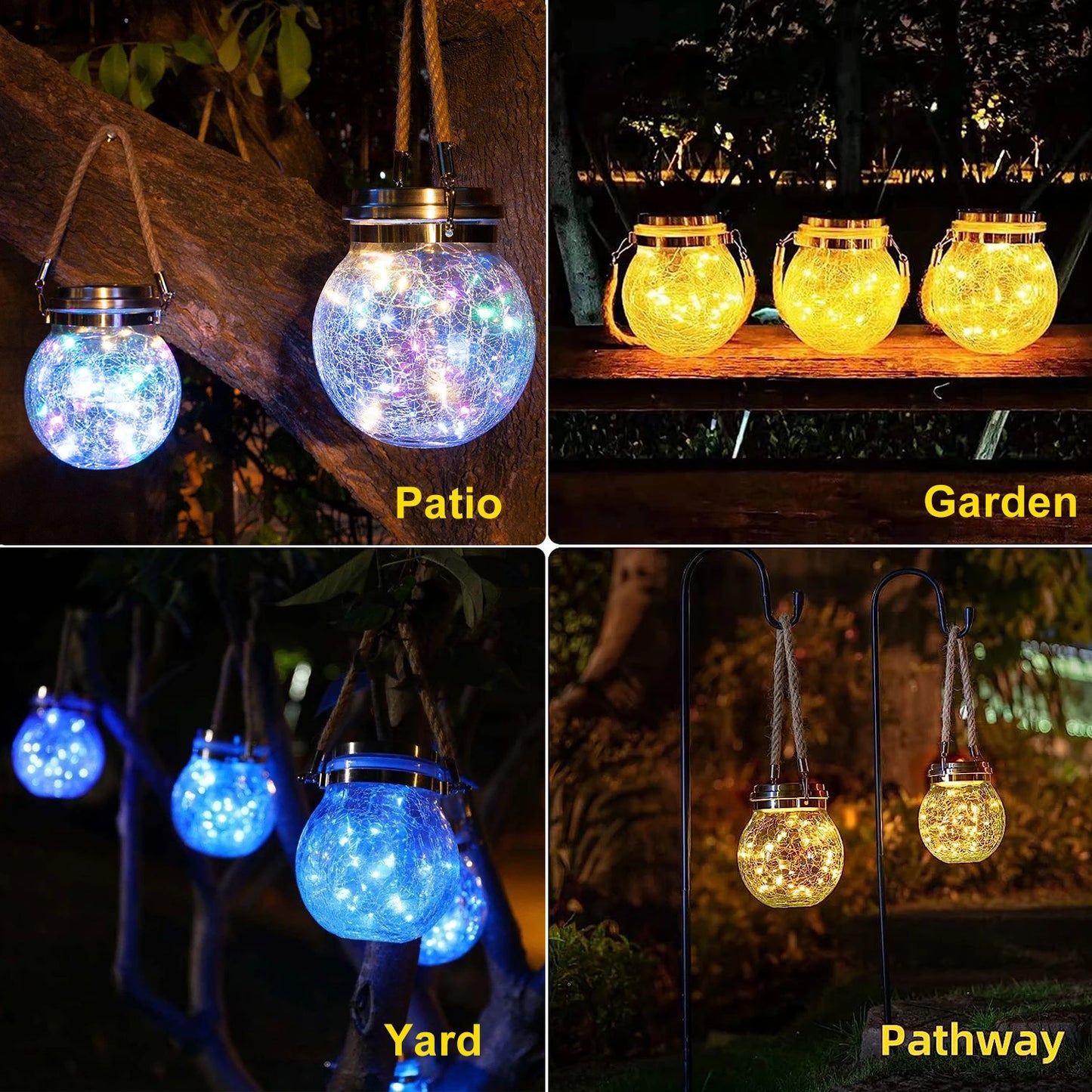 Solar Outdoor Cracked Glass Lanterns w/30 LED Beads