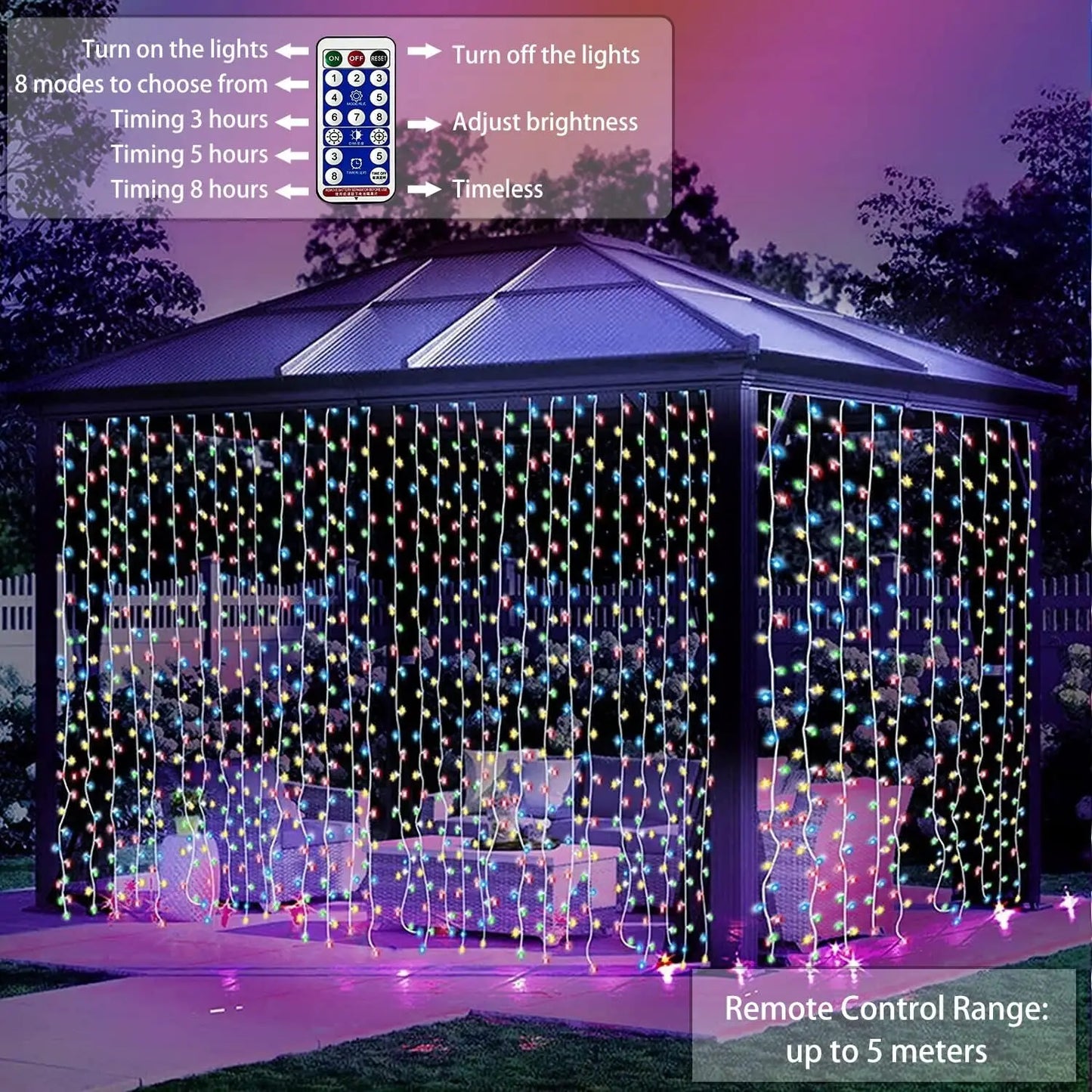 Solar Waterfall Fairy String Lights Decoration for Patio