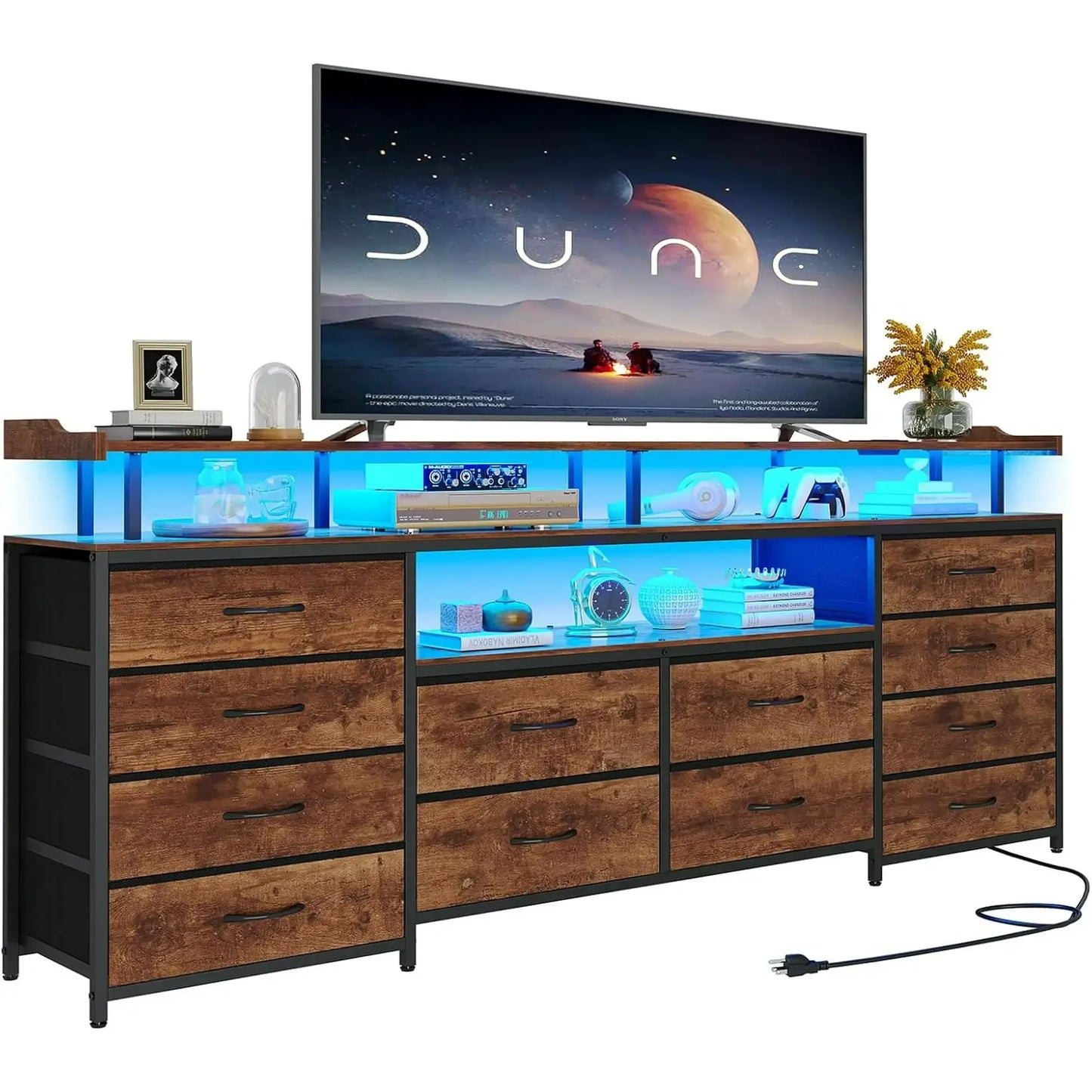 LED TV Stand Dresser with Power Outlets for 65 TV