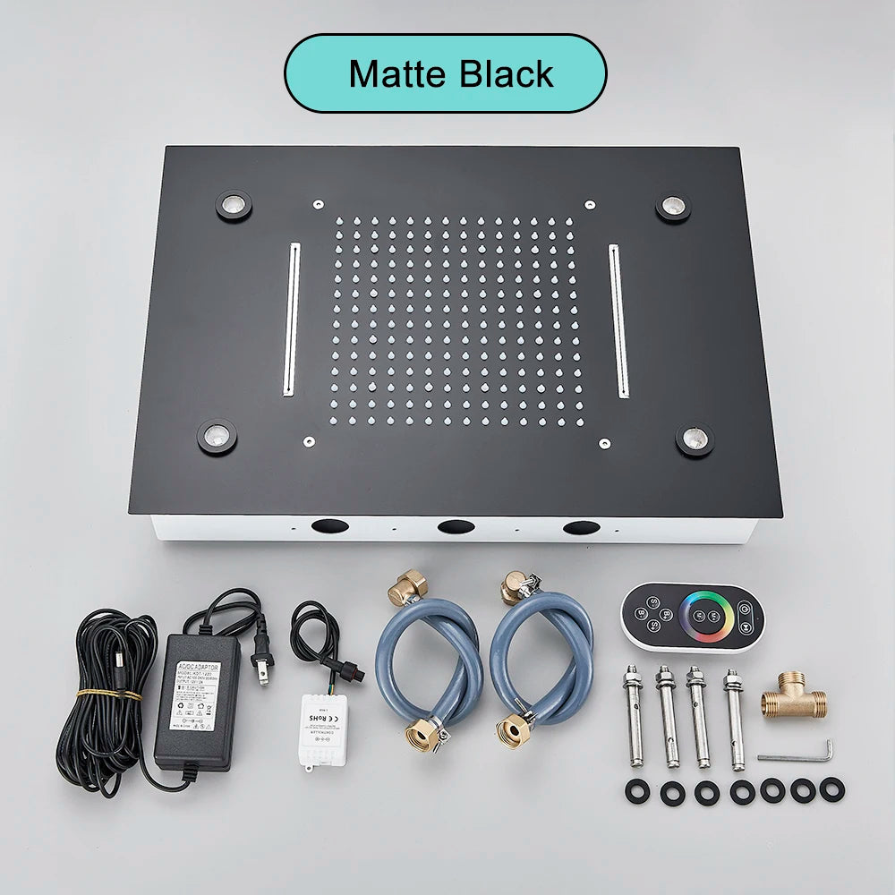 Black Ceiling Intelligent Remote Control LED Shower Head