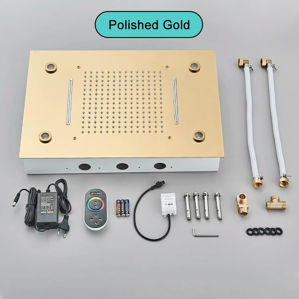 Black Ceiling Intelligent Remote Control LED Shower Head