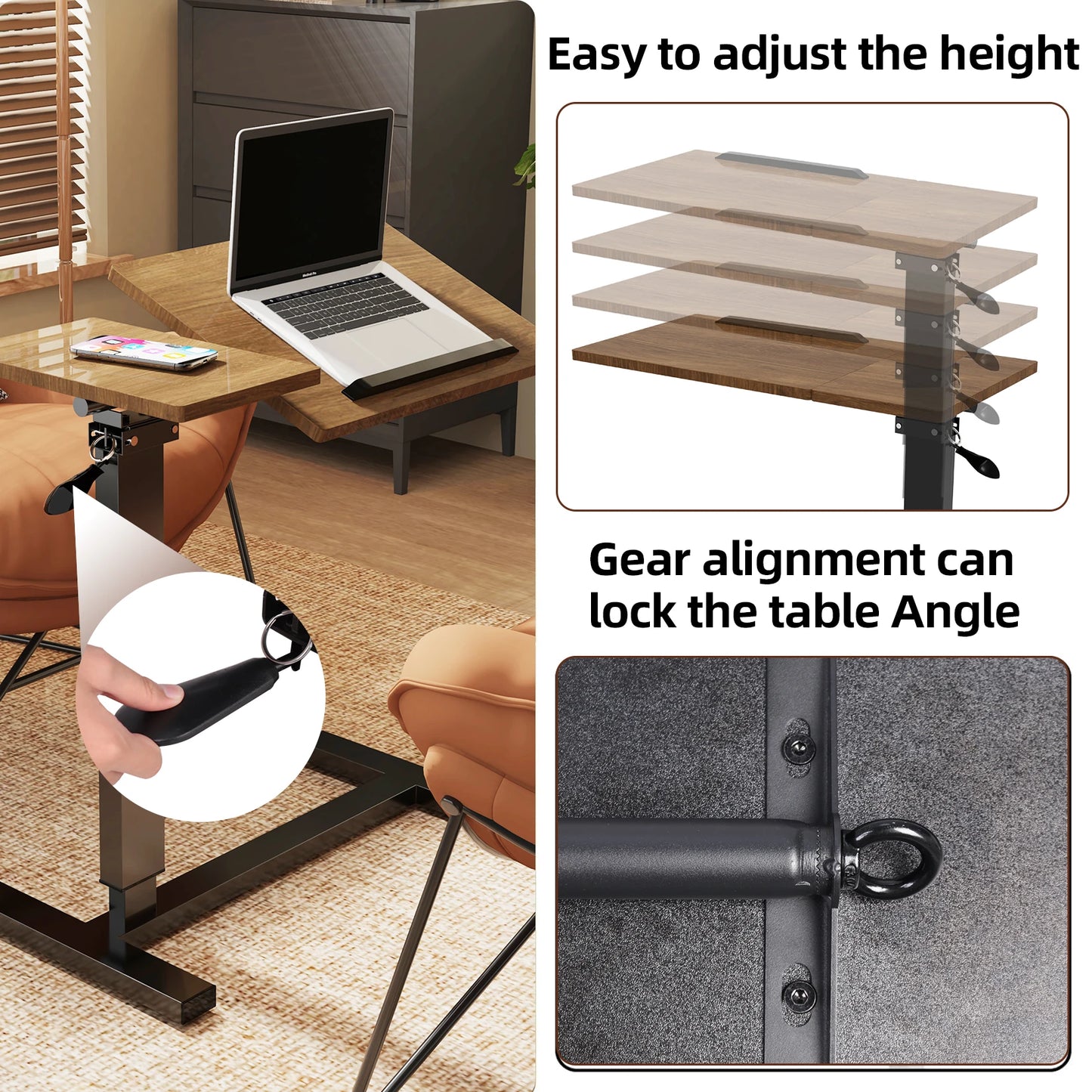 Adjustable Overbed Table w/Wheels w/Laptop Computer