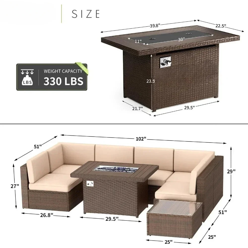 Outdoor Patio Sectional Sofa Wicker Furniture Set