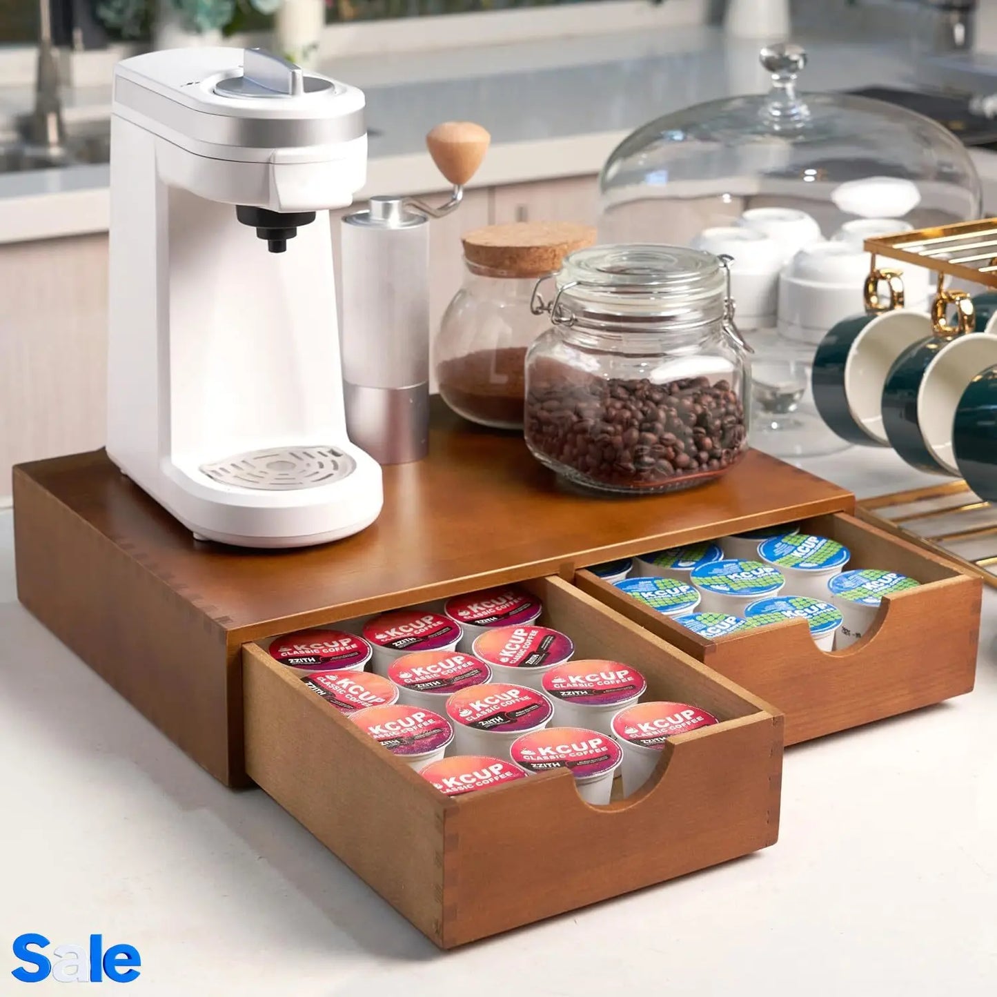 Wooden K Cup Organizer Storage Box Tea/Coffee Pod