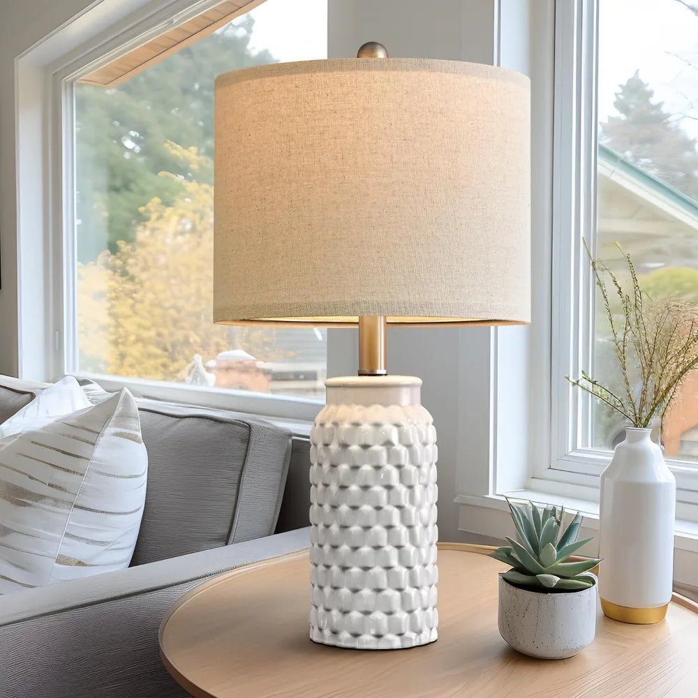 Modern Ceramic Bedside Lamp for Bedroom/Living Room Decor