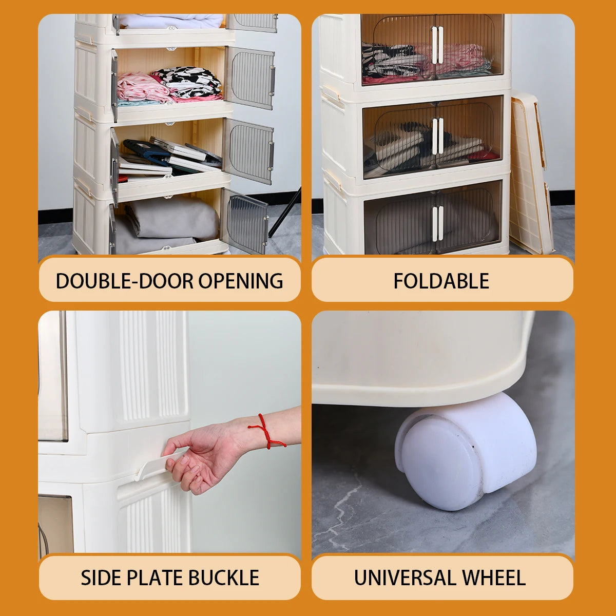 Magnetic Door Plastic Storage Cabinet Bins w/Lids