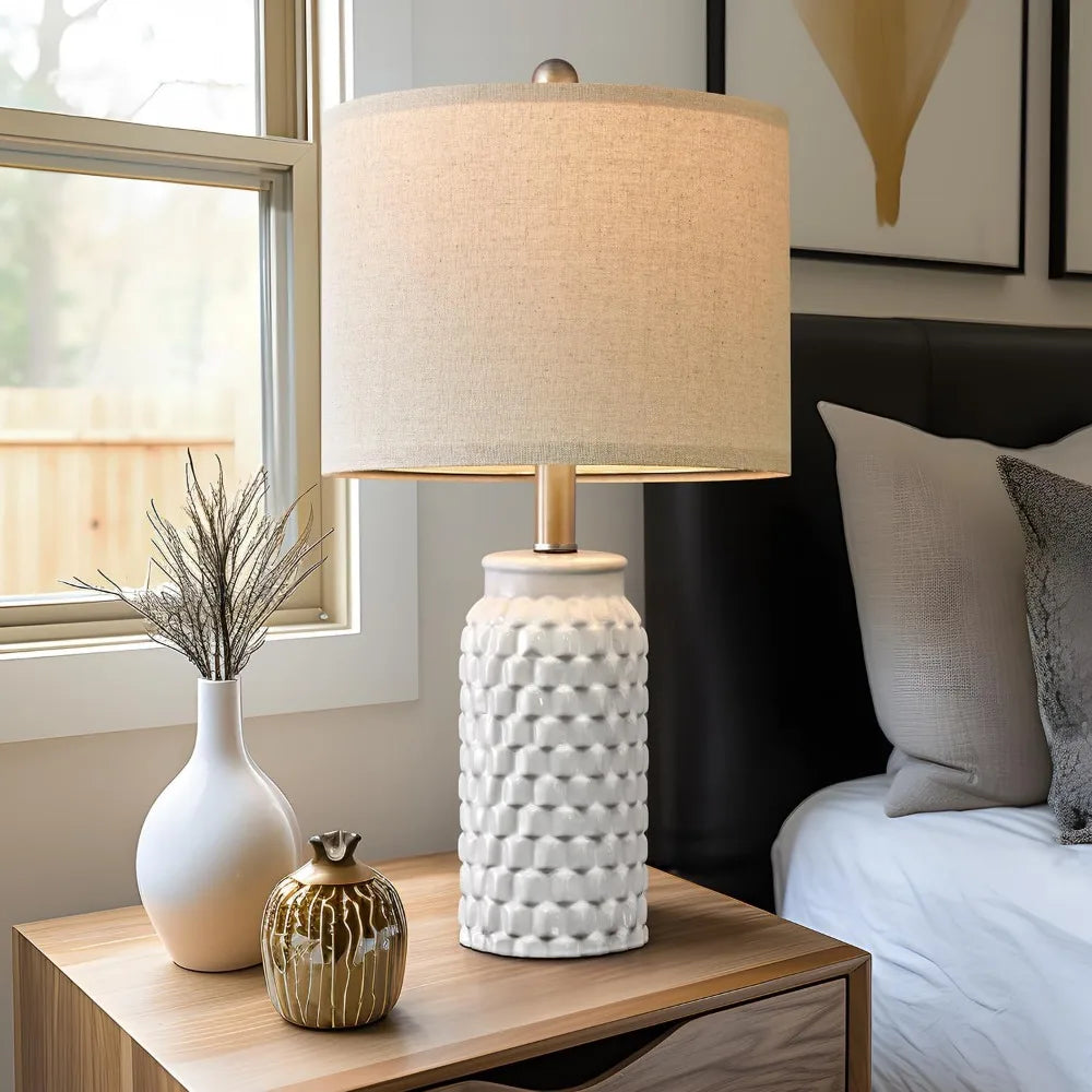 Modern Ceramic Bedside Lamp for Bedroom/Living Room Decor