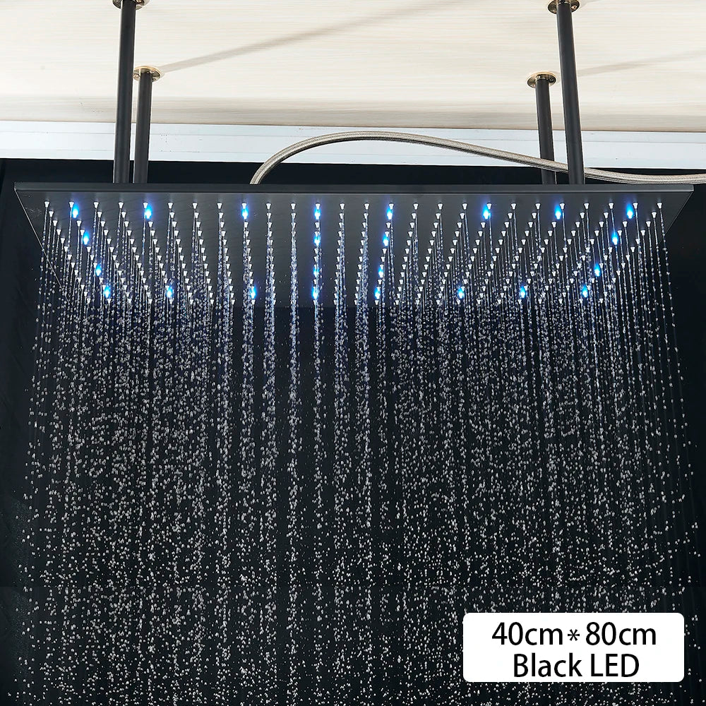 Black Ceiling Intelligent Remote Control LED Shower Head