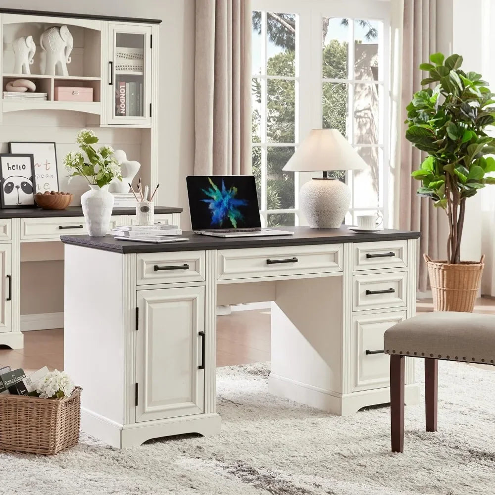 Executive Computer Desk w/Drawers/Storage Cabinet