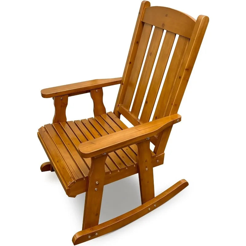 Wooden Rocking Chair with Comfortable Backrest Inclination