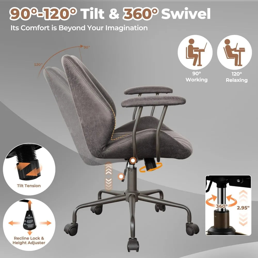 Comfy Ergonomic Home Office Chair with Padded Armrests