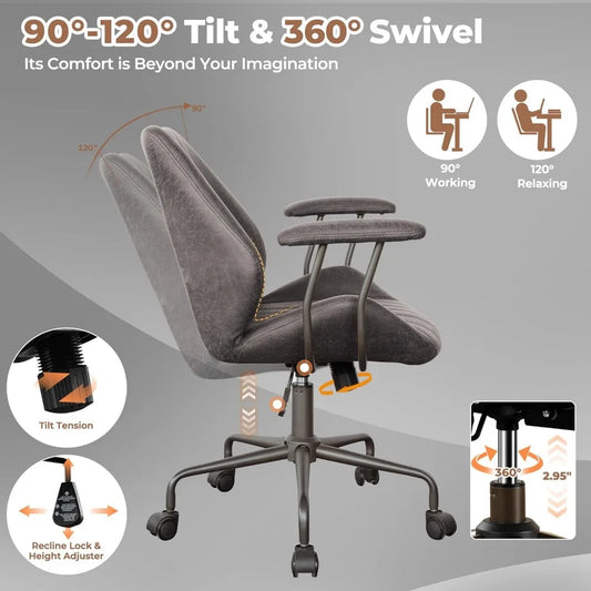 Comfy Ergonomic Home Office Chair with Padded Armrests