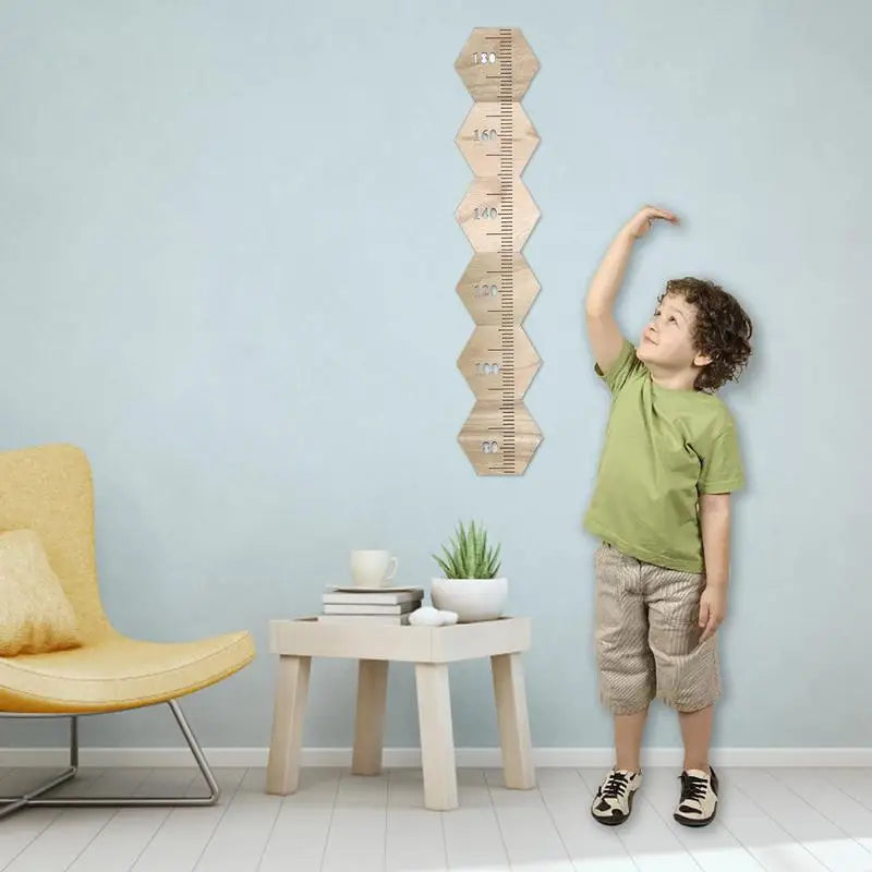 Wooden Growth Chart Ruler for Boys Girls Kids Height Measure School Nursery Room Decorations Ruler Sticker Wall Decal