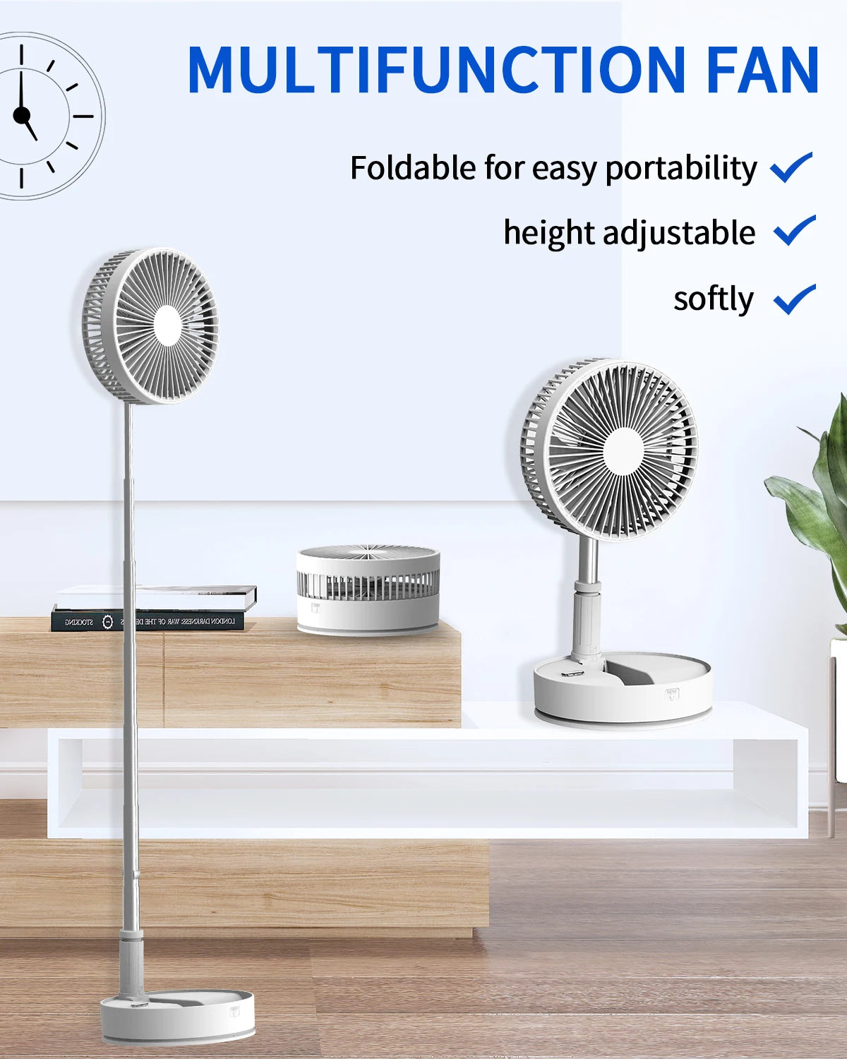 Portable Oscillating Fan Foldaway with Remote Control
