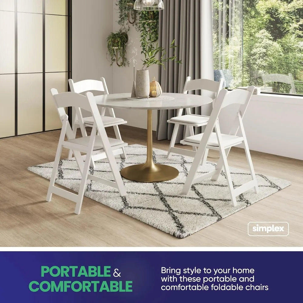 Comfortable Stackable Folding Chairs with Padded Seats for 4
