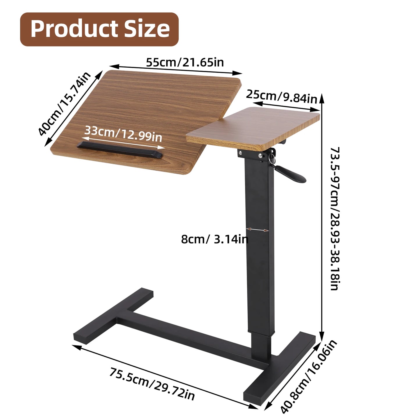 Adjustable Overbed Table w/Wheels w/Laptop Computer