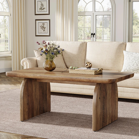 Farmhouse Rectangular Coffee Table with Sturdy Base