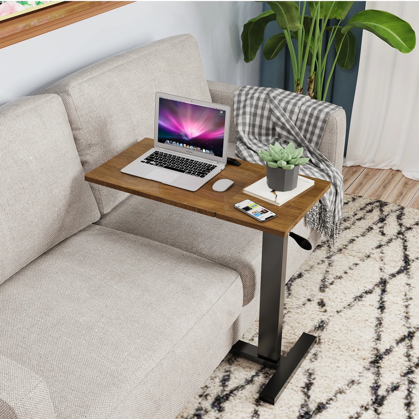 Adjustable Overbed Table w/Wheels w/Laptop Computer