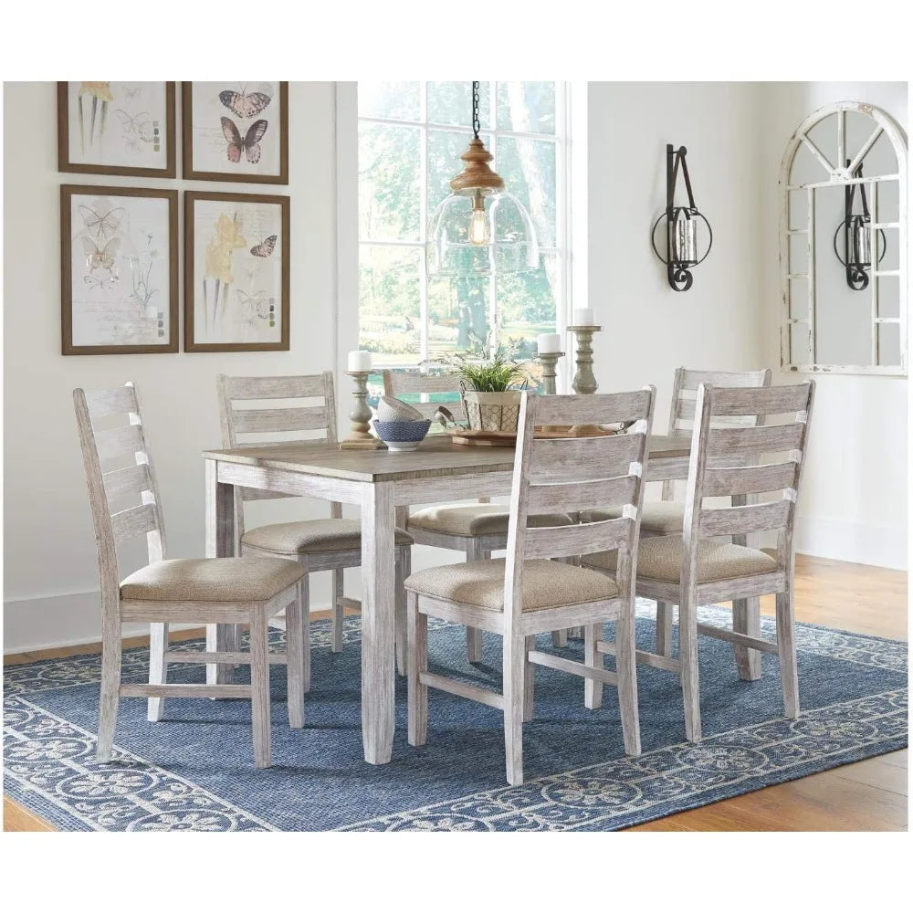 Dining Room Table Set with 6 Upholstered Chairs