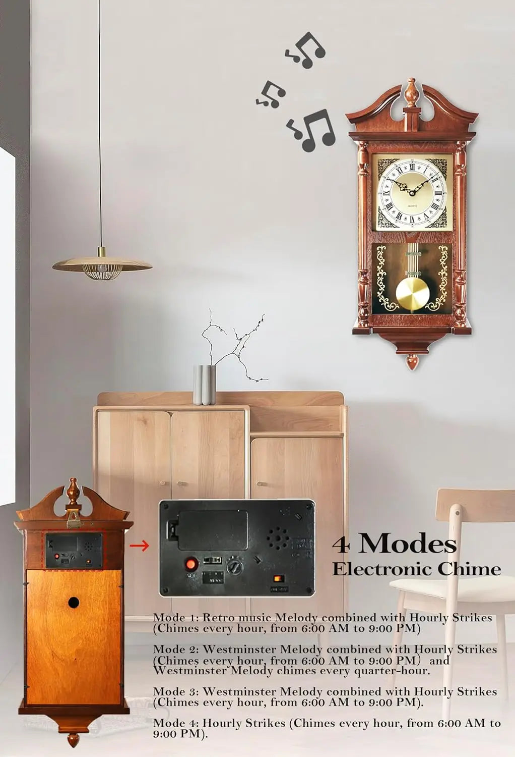 Large Vintage Wall Clock for Living Room