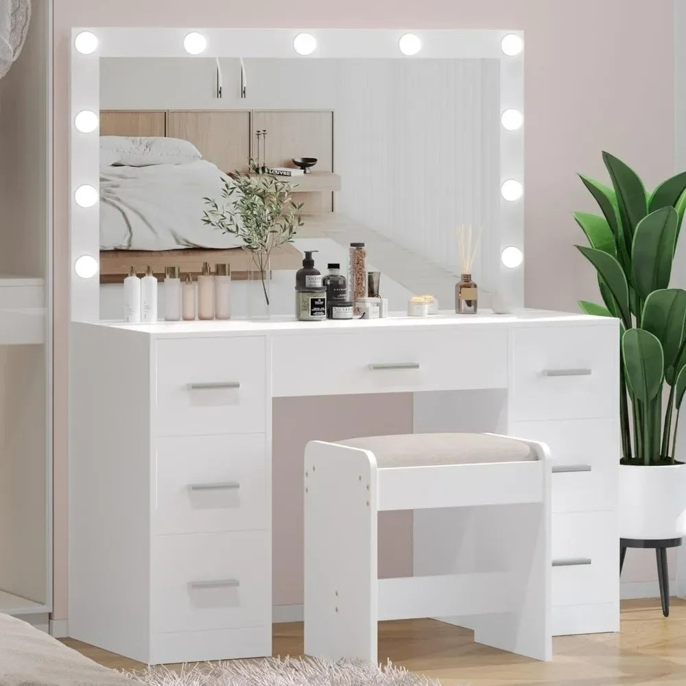 Makeup Vanity Table Set 3-Color Lighting Modes