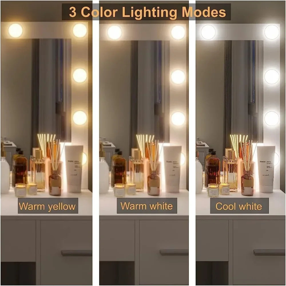 Makeup Vanity Table Set 3-Color Lighting Modes