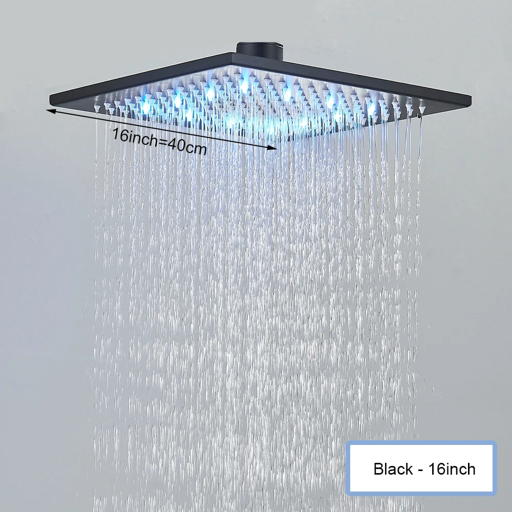 Black Ceiling Intelligent Remote Control LED Shower Head