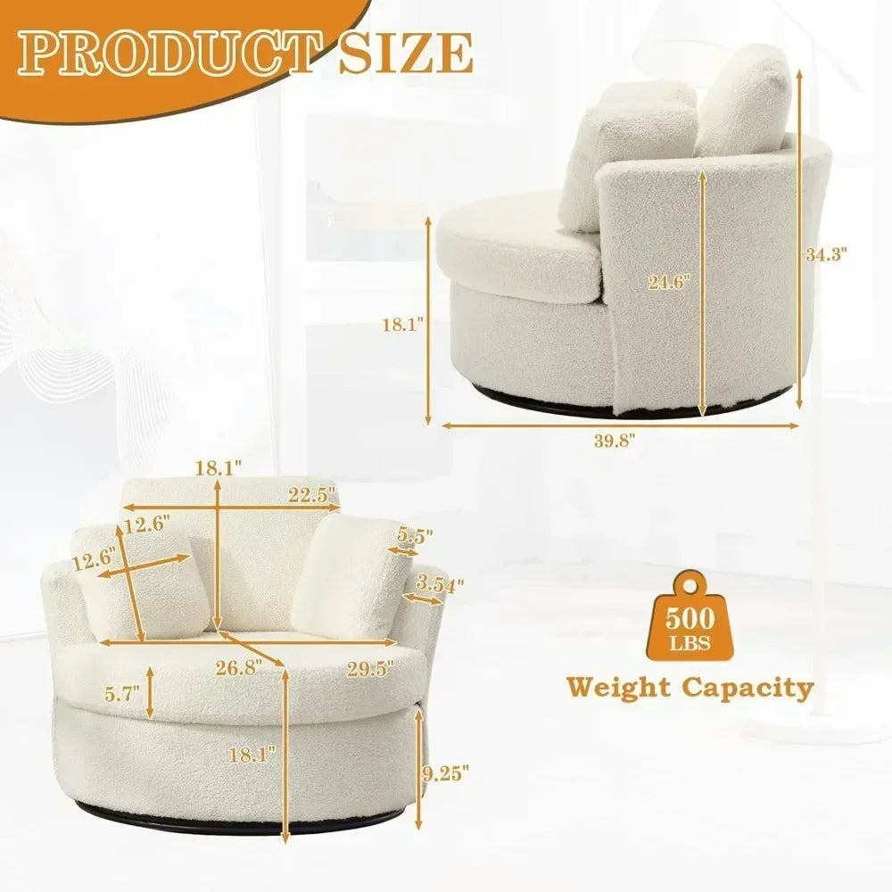 Swivel Barrel Chair for Living Room,  Oversized  Accent Chair, Modern Arm Chair,Comfy Single Sofa Chair for Nursery,Bedroom