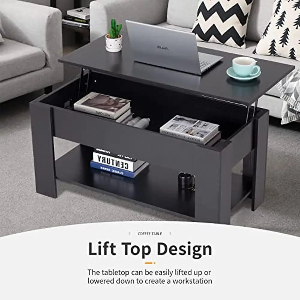 Modern Lift Top Coffee Table w/Hidden Compartment Storage