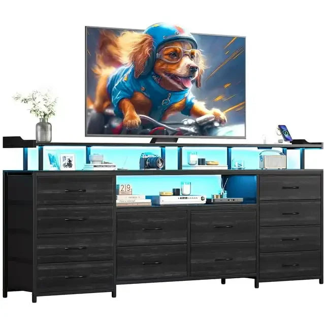LED TV Stand Dresser with Power Outlets for 65 TV