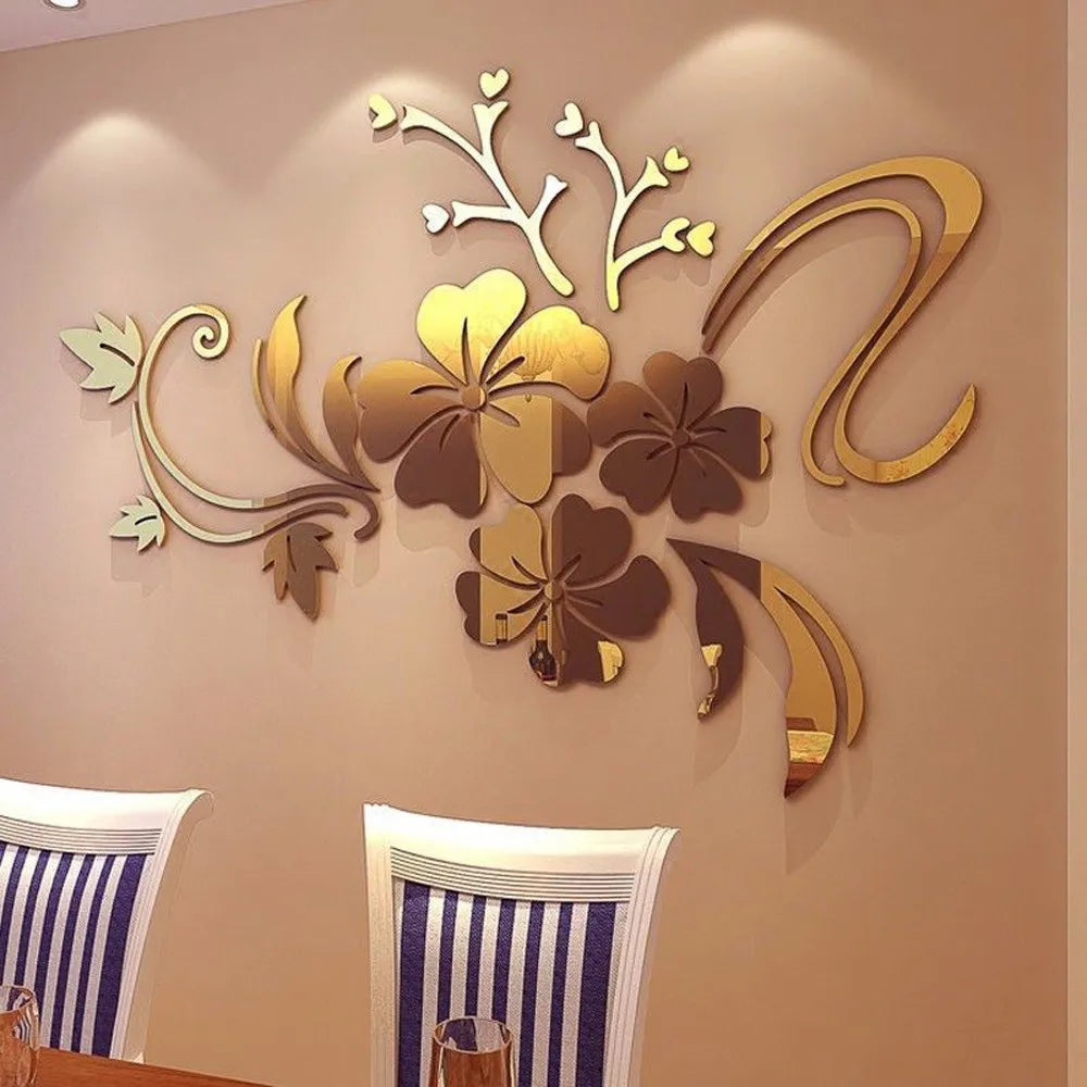 Acrylic Mural Decor 3D Floral Sticker Decal Art