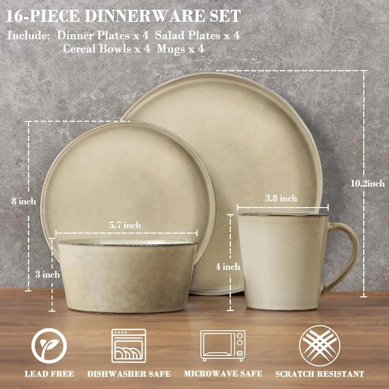 Stoneware Dinnerware Set  Plates/Bowls for 4