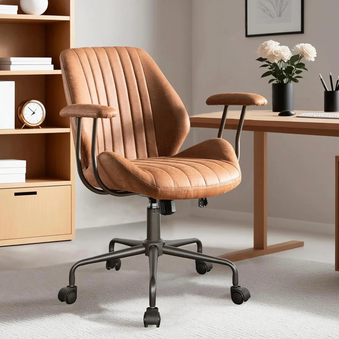 Comfy Ergonomic Home Office Chair with Padded Armrests