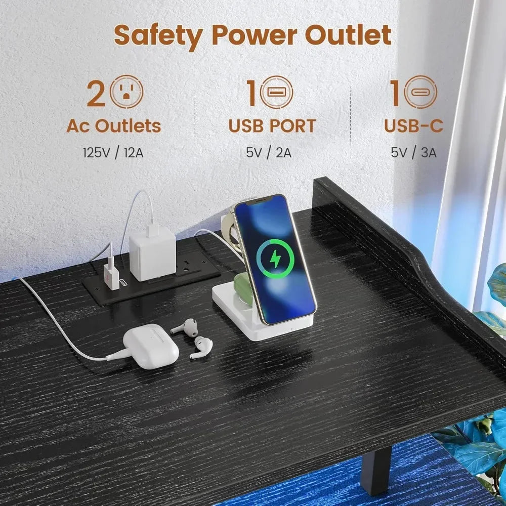 LED TV Stand Dresser with Power Outlets for 65 TV