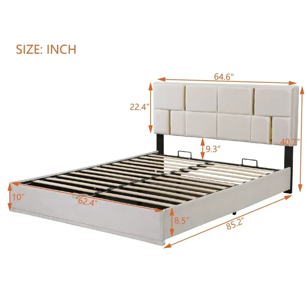 Upholstered Platform Beds with Storage System