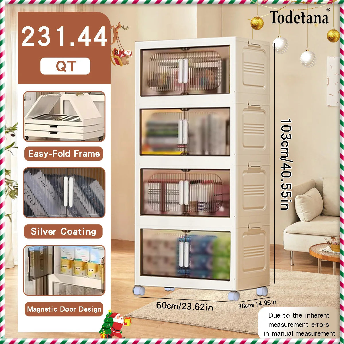 Magnetic Door Plastic Storage Cabinet Bins w/Lids