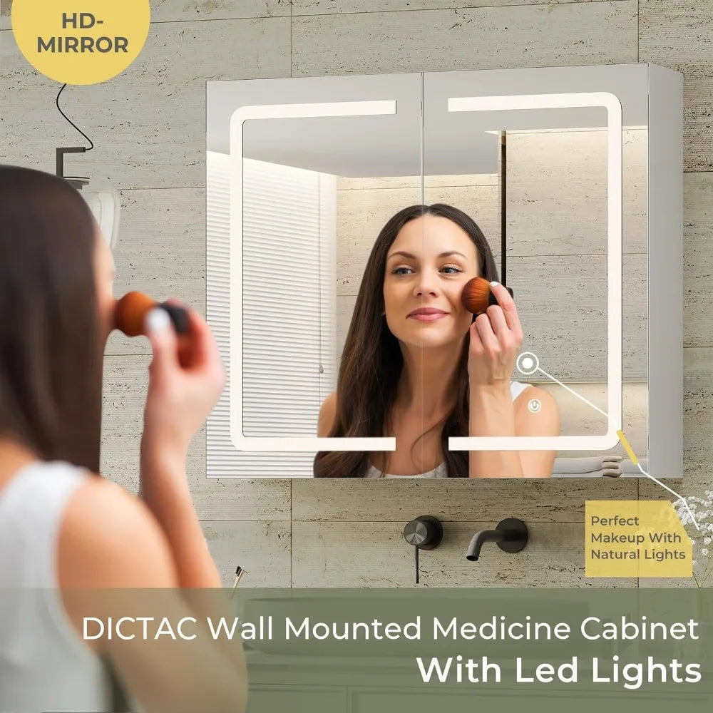 Bathroom Medicine Cabinet with Mirrors w/Led Lights