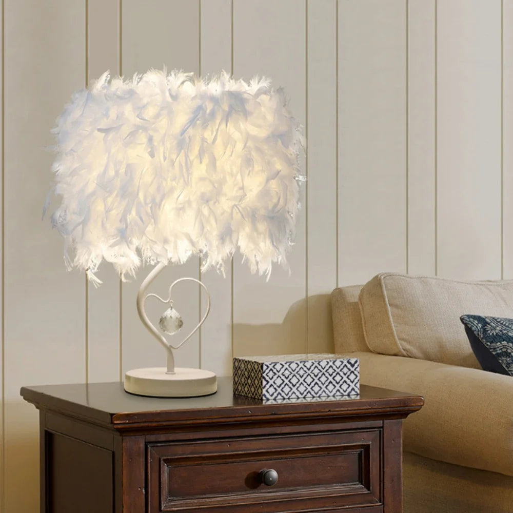 Ostrich Feather Floor/Table Lamps for Living Room Decor