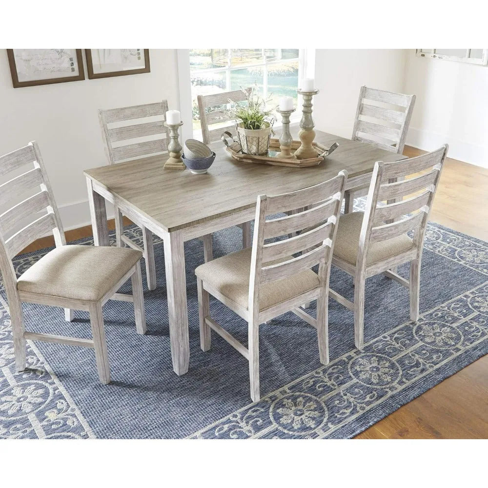 Dining Room Table Set with 6 Upholstered Chairs