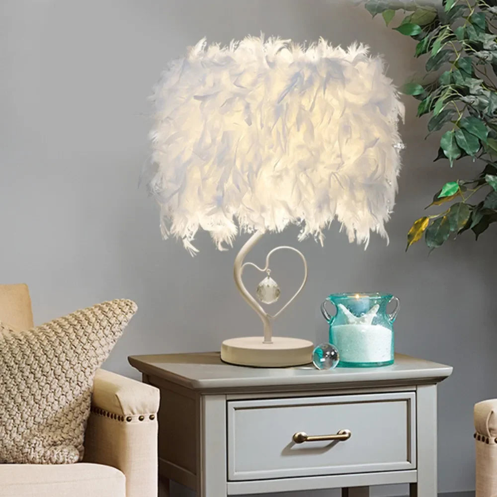 Ostrich Feather Floor/Table Lamps for Living Room Decor