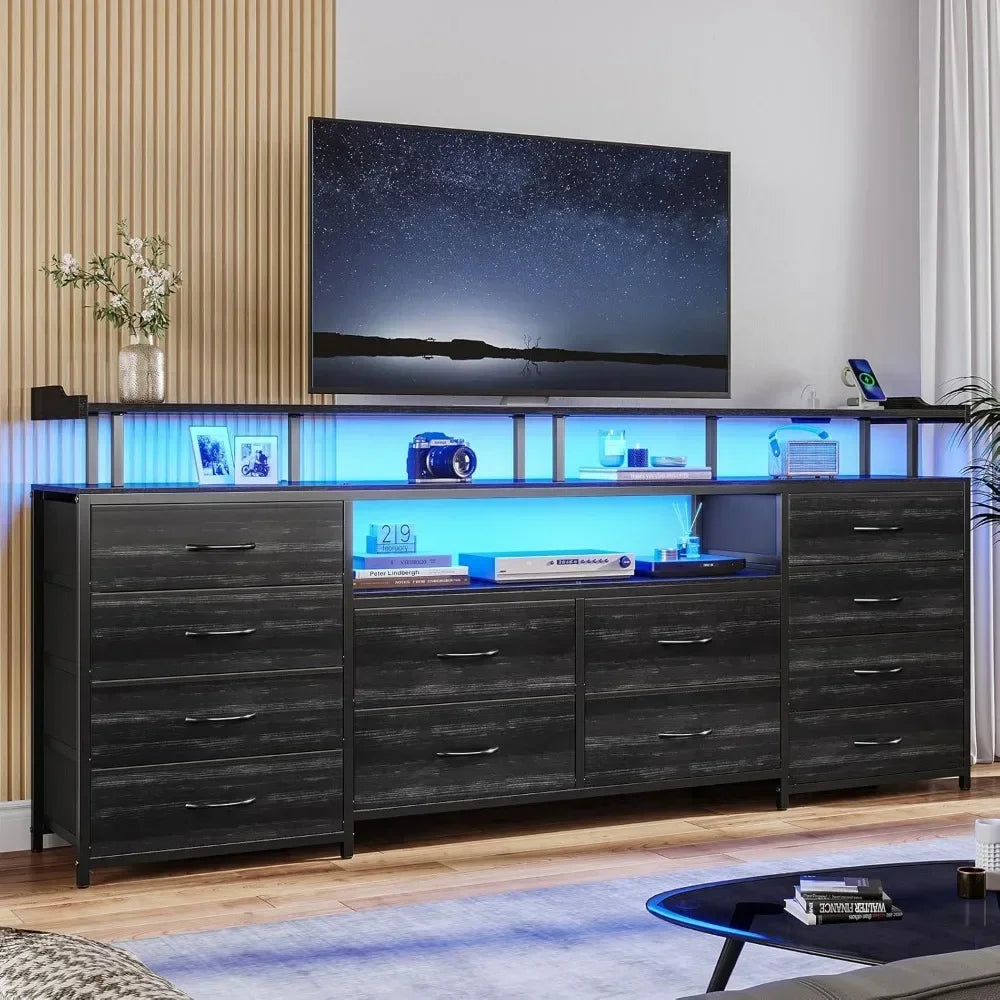 LED TV Stand Dresser with Power Outlets for 65 TV