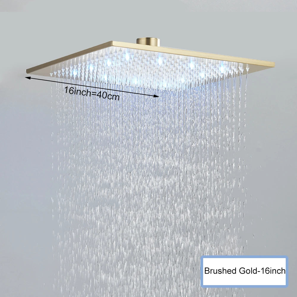 Black Ceiling Intelligent Remote Control LED Shower Head