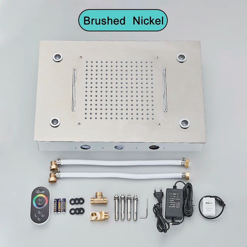 Black Ceiling Intelligent Remote Control LED Shower Head