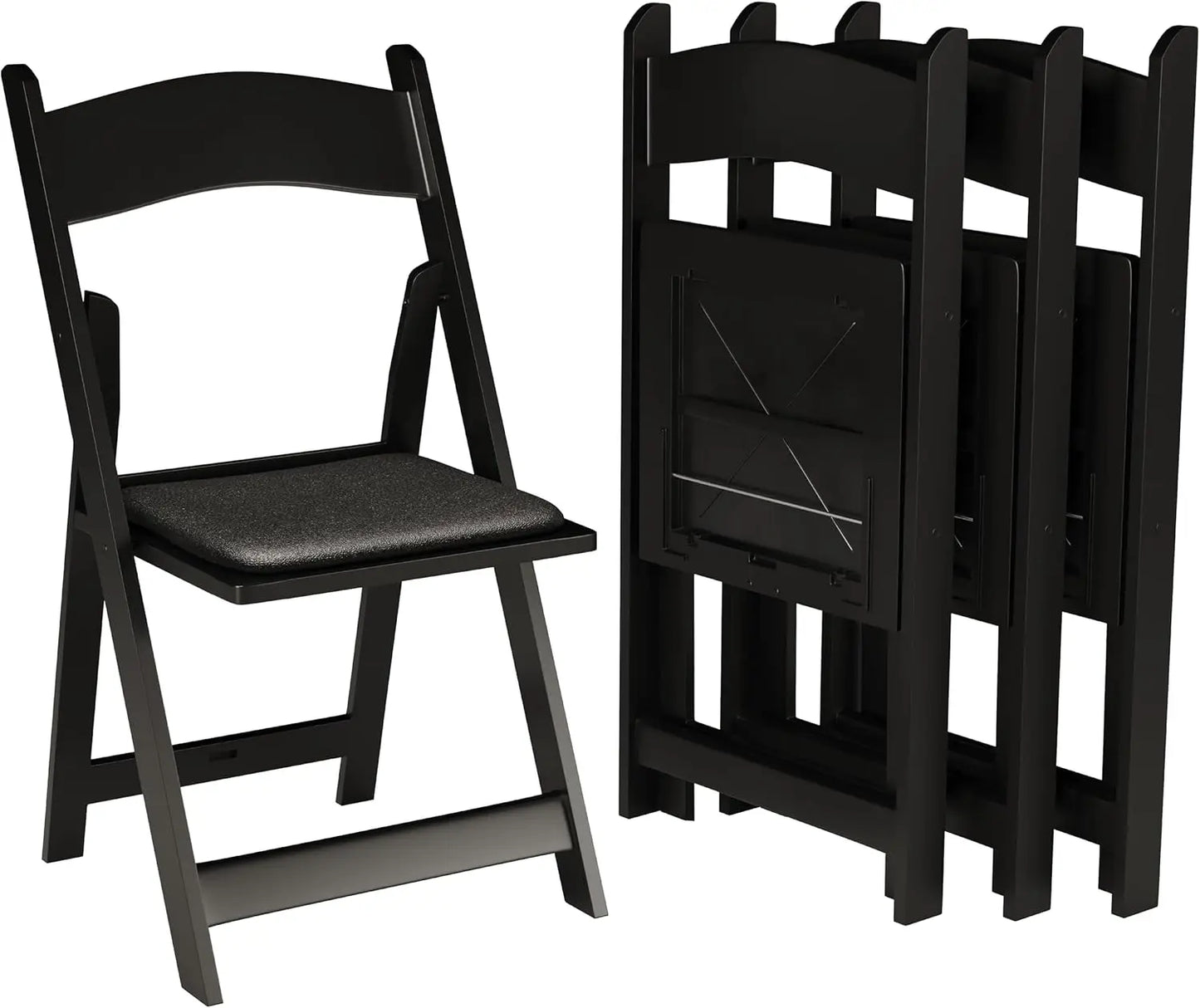 Comfortable Stackable Folding Chairs with Padded Seats for 4
